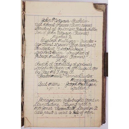 223 - Manuscript detailing aspects of the Cosgrave family during the first four decades of the 1900. Leath... 