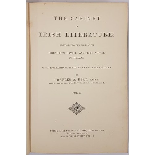 266 - The Cabinet of Irish Literature C. 1900. 1st 4 volumes. Tinted plates. Original gilt cloth covers. F... 