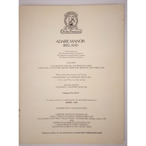 283 - Christies catalogue of contents of Adare Manor re sale on 9th & 10th June 1982. Scarce