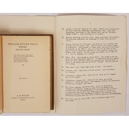 364 - William Butler Yeats. Poems: Second Series. 1913. Original cloth, linen spine;  and W. B. Yeats... 