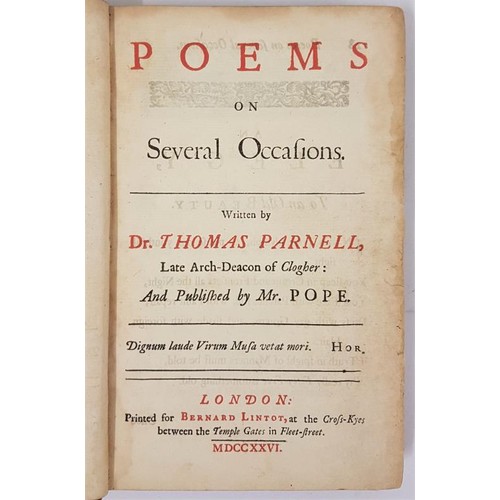 369 - Poems On Several Occasions Written by Dr Thomas Parnell, Late Arch-Deacon of Clogher: and Published ... 