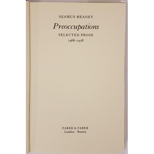 441 - Seamus Heaney. Pre-Occupations - Selected Prose 1968-1978. 1980. 1st d.j.