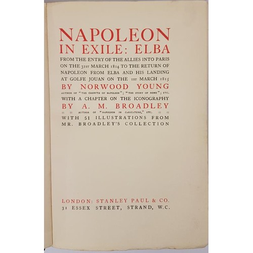 473 - Napoleon in Exile at Elba (1814-1815) Norwood Young. original green cloth, gilt with gilt roundel. A... 