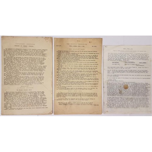 490 - Ephemera - Typescript documents relating to April 1st 1922, To-day the Provisional Government takes ... 