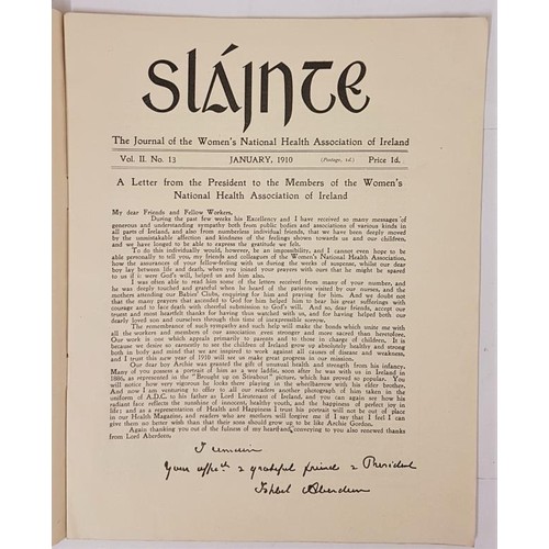 501 - Sláinte - The Journal of the Women's National Health Association Of Ireland, edited by the Countess ... 