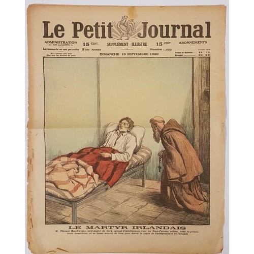 505 - Le Petit Journal. 19th Sept. 1920. Graphic colour cover illustration of Terence MacSwiney on his dea... 