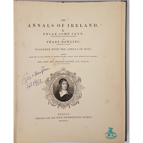 556 - John Glynn. The Annals of Ireland together with The Annals of Ross. 1849. Ex library The Carroll Ins... 