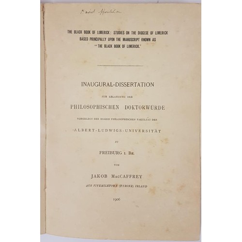 583 - The Black Book of Limerick. Studies on Diocese of Limerick, Based Principally upon Manuscript known ... 