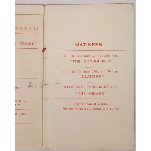 591 - The D'Oyly Carte, Opera Company. Gaiety Theatre Dublin For Three Weeks commencing Monday, June 12th,... 