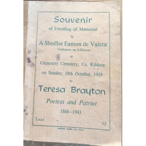 599 - Teresa Brayton (1868-1943) Poetess and Patriot. Souvenir of unveiling of memorial by Eamon de Valera... 