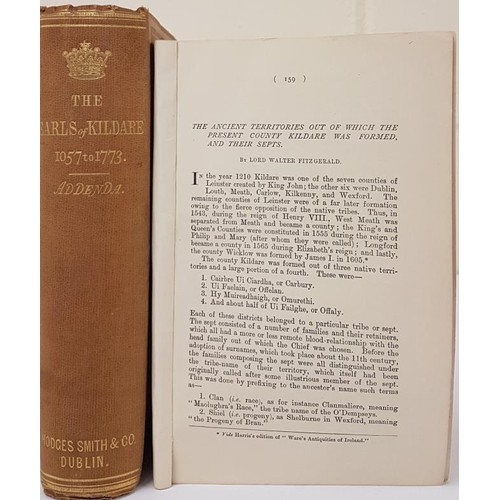659 - Marquis of Kildare. The Earls of Kildare and Their Ancestors from 1057 to 1773. Dublin 1862. 1st. Wi... 