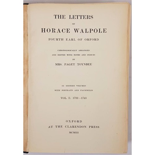 11 - The Letters of Horace Walpole by Mrs Paget Toynbee, 1903, in 16 volumes (2 vols per book) with dust ... 