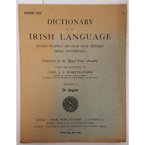 33 - Dictionary of the Irish Language. Based mainly on Old and Middle Irish Materials. Edited by Carl J. ... 