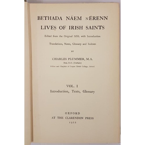 89 - Lives Of Irish Saints Vol 1-2 By Charles Plummer; With an Inscription and the Signature of Erskine C... 