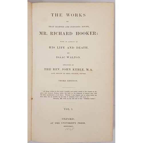 318 - The Works of that Learned and Judicious Divine, Mr Richard Hooker, with an Account of his Life and D... 