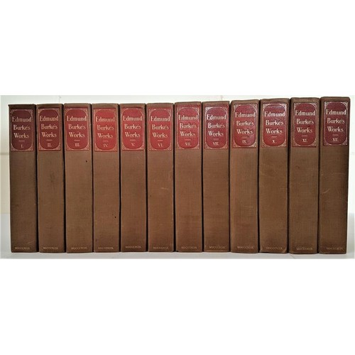 342 - THE WORKS OF THE RIGHT HONOURABLE EDMUND BURKE. 12 Volumes. Hard Cover. Condition: Good. Published i... 