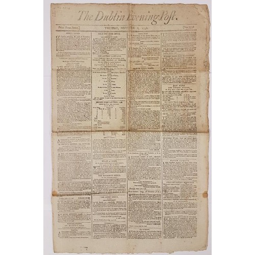 The Dublin Evening Post. Dated Tuesday November 6 1798. Issue Number 7538