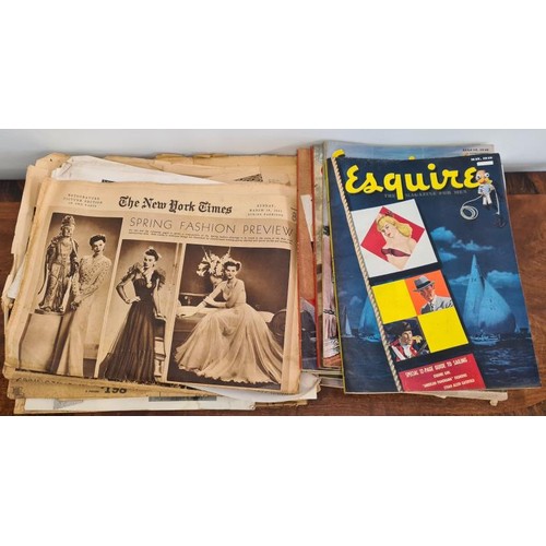 52 - A Bundle of 6 1940's/50's Esquire Magazines and a Collection of New York Times Spring Fashion Previe... 