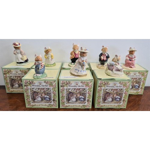 63 - Royal Doulton Bramley Hedge Figures - Lady Woodhouse, Primrose Woodmouse, Lord Woodmouse, Miss Salta... 