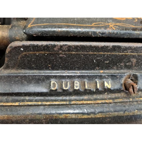 68 - W B Moore, 51 Grafton St., Dublin Cast Iron Sewing Machine (c.10in x 8in) within a mahogany travel c... 