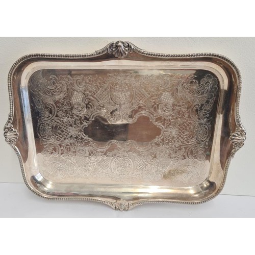 76 - Fine Quality Shaped Oblong Barker Ellis Silver Plated Salver, engraved in excellent condition, c.16.... 