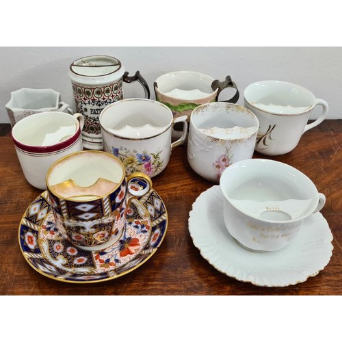 78 - Collection of 9 Moustache Cups incl. Doulton, some with saucers