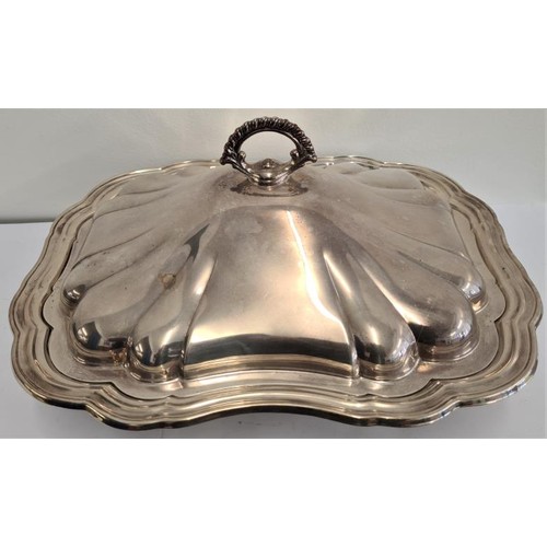 80 - Silver Plated Tureen with Scallop Edge Rim