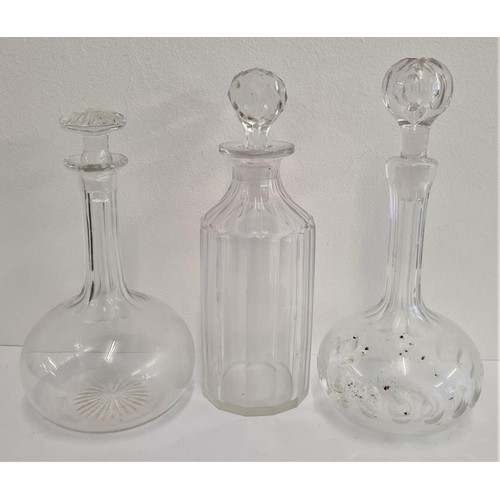 87 - Collection of Three Glass Decanters with stoppers