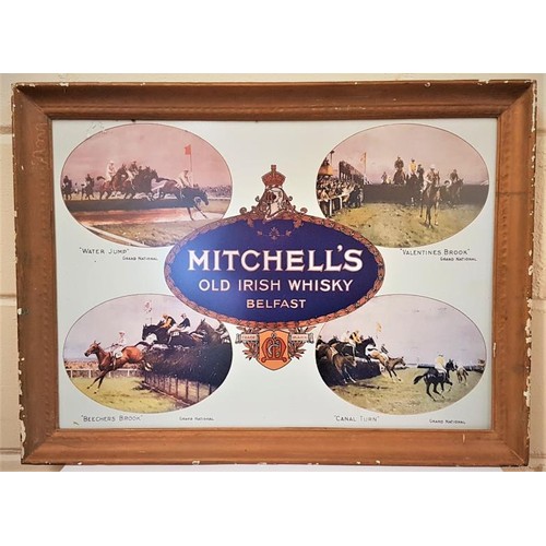 102 - Mitchell's -Old Irish Whisky, Belfast - Pub Sign circa 1900 depicting 4 images of English Grand Nati... 