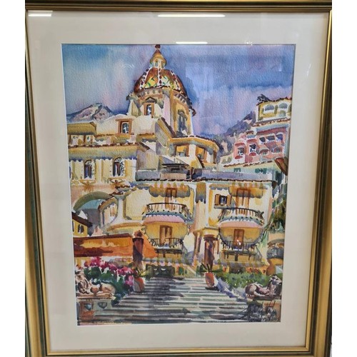 137 - Pasquale Volpe, Watercolour of a Mediterranean Cityscape, 2003, c.32.5in x 40in