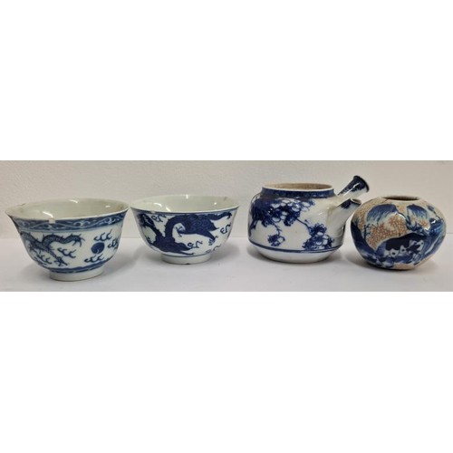 149 - Four Pieces of 19th Century Chinese Blue and White Ceramics