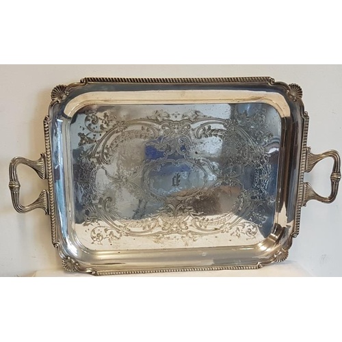 412 - Good engraved Two-Handled Tea Tray of Medium Size