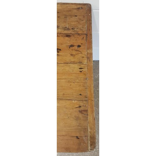 128A - Good Victorian Pine Four Plank Country House Table with bread board ends and all raised on four turn... 