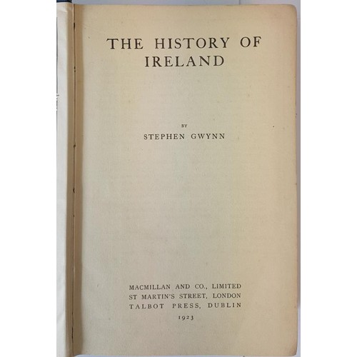 20 - Stephen Gwynn. The History of Ireland. 1923 1st Maps. Loosely inserted a two page letter from Stephe... 