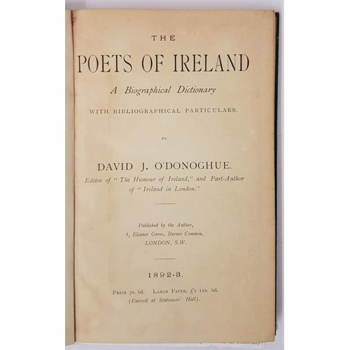 24 - The Poets of Ireland a Biographical Dictionary with Bibliographical Particulars by David J. O’... 