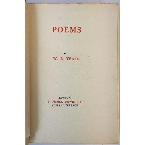 46 - W. B. Yeats. Poems. 1919. Fine blind stamped blue cloth with gilt ornate spine.