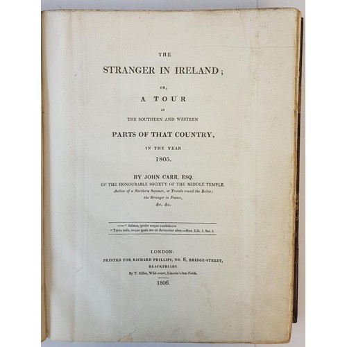 94 - Carr, John. The Stranger in Ireland or a Tour in the Southern and Western Parts of That Country in t... 