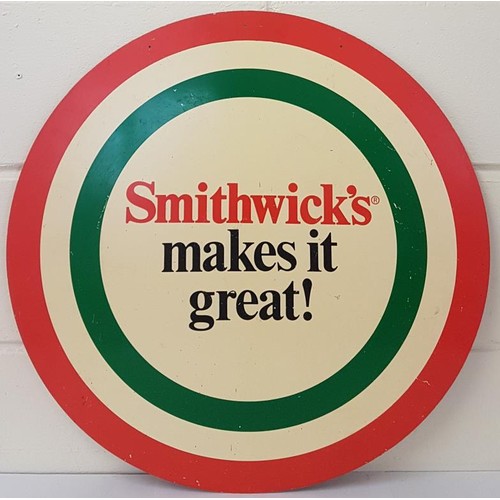 6 - Circular 'Smithwicks ' advertising sign. 2 Feet in Diameter.