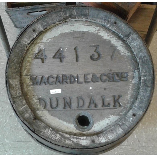 33 - McArdle & Co. Dundalk Wooden Beer Barrel - c. 21ins tall