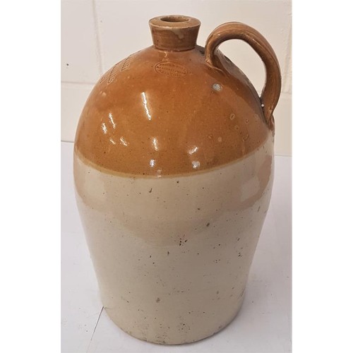 34 - B.P. Phelan, Wine Vaults, Clonmel, Two Tone, 3 Gallon Whiskey Jar with Handle, c.19in tall