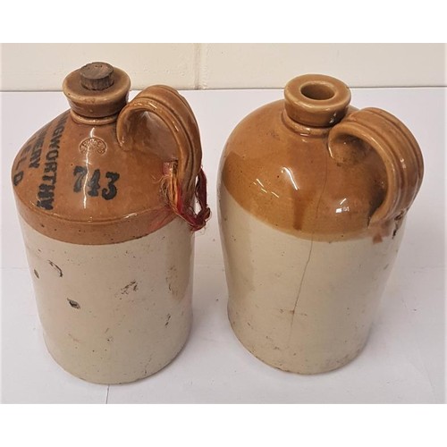 35 - Two One Gallon Stoneware Whiskey Jars with handles (2)