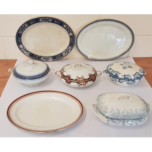 507 - Four Good Vegetable Tureens and Three Meat Plates