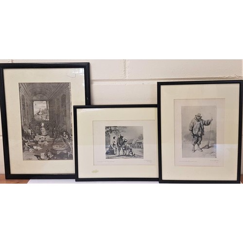 519 - Three Black & White Prints - An Ex-Choisister, Le Saltimbanque (The Montebank) and one other. La... 