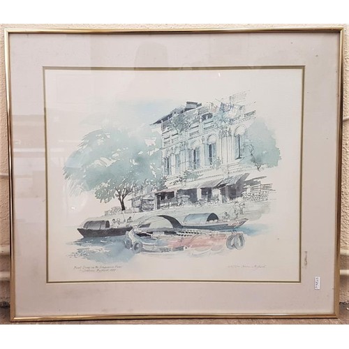 523 - Boat Quay on the Singapore Rive (Limited Edition Print) and Pines On The Dunes by Jan Kagle (Print) ... 