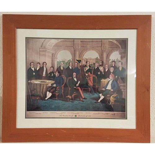 527 - The United Irish Patriots of 1798. Large format Irish historical print. Framed. Attractive.