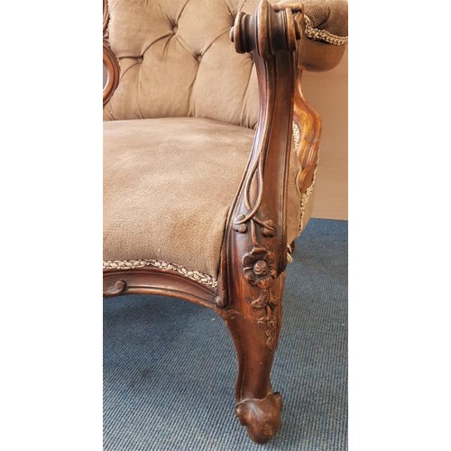 530 - Similar Pair of Victorian Carved Mahogany Armchairs on cabriole legs.