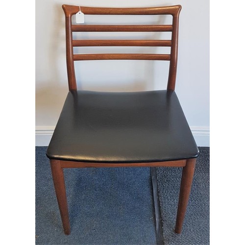 531 - 1970's Teak Four Bar Ladder Back Dining Chair with original black seat.