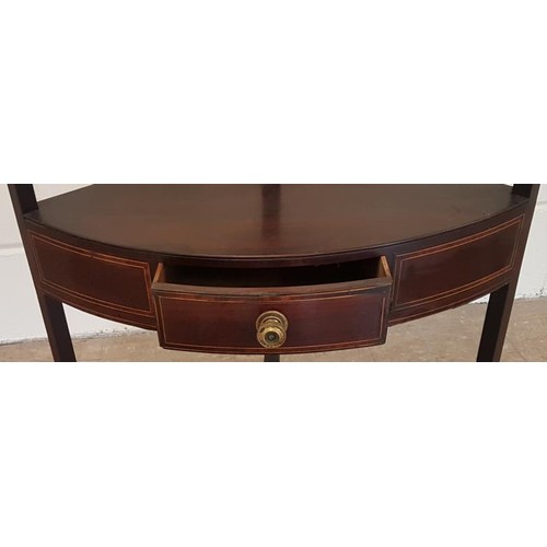 532 - Georgian Inlaid Mahogany Corner Washstand with lower tier drawer, c.24in wide