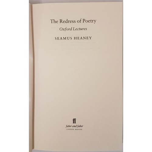 61 - Seamus Heaney. The Redress of Poetry - Oxford Lectures. Ephemera. Fine in decorative d.j.
