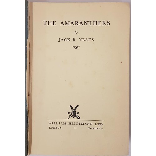 119 - The Amaranthers by Jack B Yeats, published by Heinemann 1936 1st edition, front free endpaper has be... 